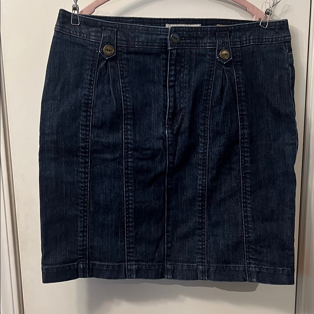 Pilcro and the Letterpress Denim Button-Accent Skirt